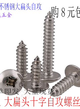 不锈钢十字大扁头M4*8X10X12X14X16X18X20X30-50伞头大帽自攻螺丝