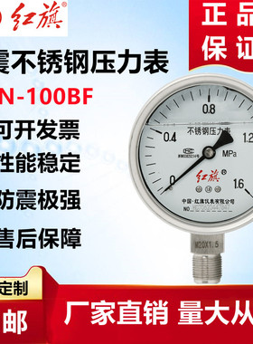 红旗仪表 抗震不锈钢压力表YTN-100BF蒸汽耐高温防腐蚀真空高精密