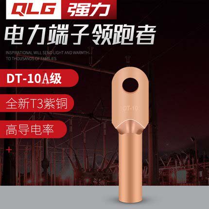 QLG强力铜鼻子DT-10  铜接线端子  A级国标 20只