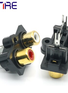 RCA-207B镀金音响配件红白双色2孔音频信号输入输出端子莲花插座