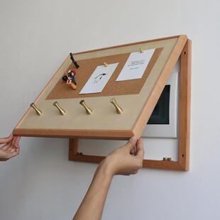 配电箱软木板遮挡电表箱装饰挂画 画带黄铜挂钩电箱盒明装盖板可