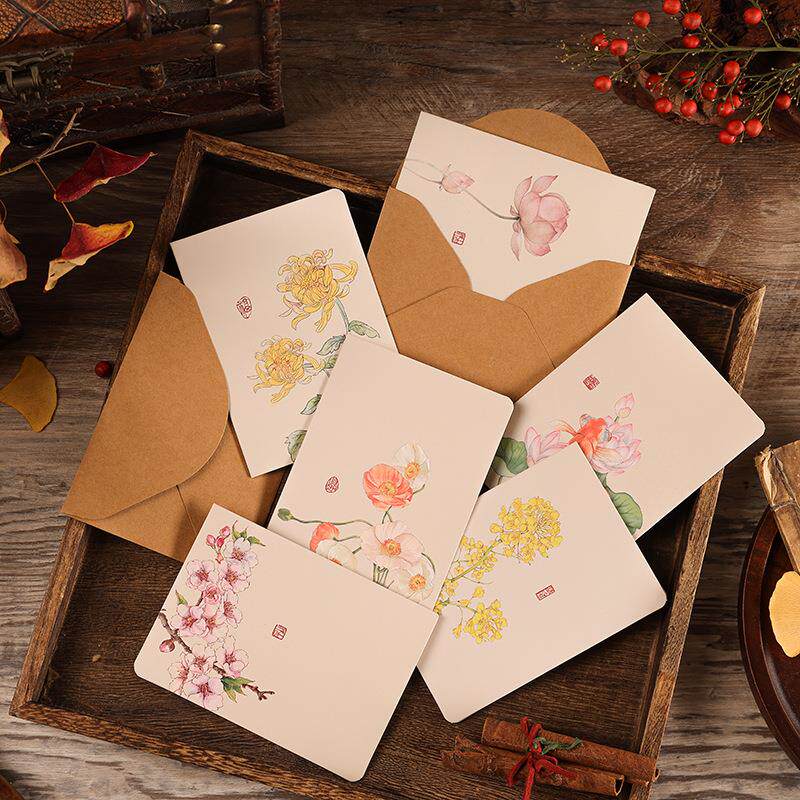 覆古中国水墨风贺卡祝福古风感谢卡片创意生日送礼手写贺卡带信封