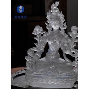 琉璃白度母家居家用客厅摆件工艺品佛堂供奉贴金装饰寺院佛像