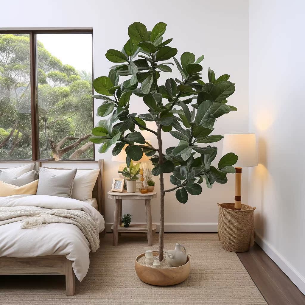 仿真绿植琴叶榕造景室内植物高端轻奢家摆件新年发财树仿生植物