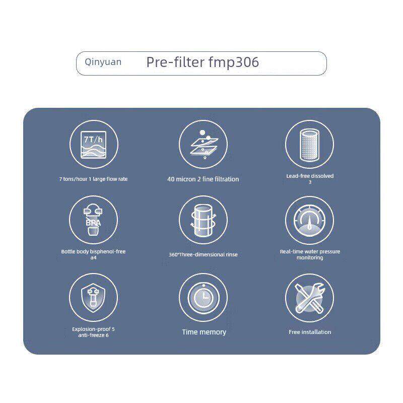 秦园官方饮水机家用中央前虹吸大通量自来水过滤器Fmp306