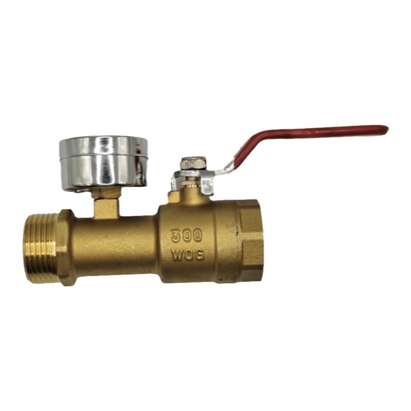 消防末端试水装置 喷淋系统消火栓试压装置球阀带压力表1寸/DN25