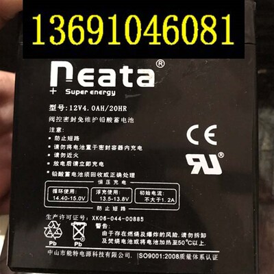 Neata 12V4.0AH/20HR消防控制柜 电梯应急 卷闸门 音响蓄电池电瓶