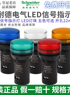 施耐德电源指示灯XB2BVB3LC信号灯24V红绿黄蓝AC220V LED灯 22mm