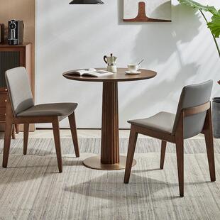 中式实木餐桌洽谈桌椅组合高级感轻奢接待咖啡厅阳台小圆桌子椅子