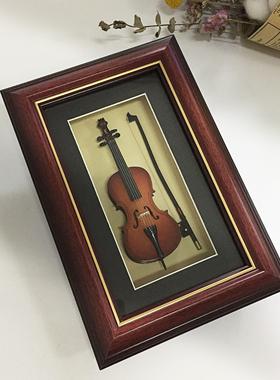 迷你小提琴摆件手风琴吉他礼物装饰品家居酒柜工艺品乐器大提相框