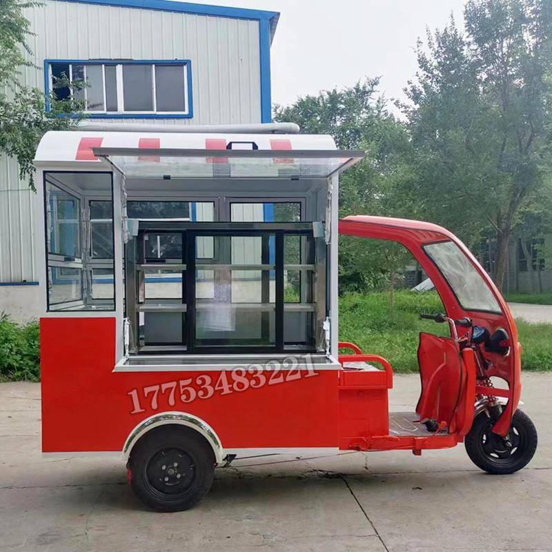 电动三轮小吃车熟食凉菜烧烤车炸串麻辣烫推车冷饮移动多功能餐车
