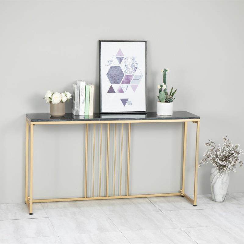 北欧简约大理石玄关桌家用靠墙长窄桌子客厅金色铁艺条案端景台