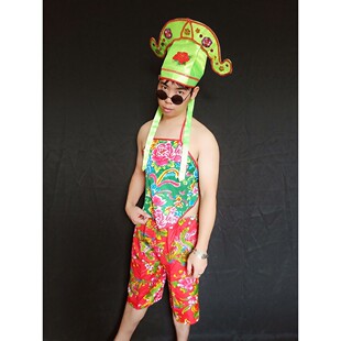 搞笑服装男生反串假发结婚闹洞房搞怪恶搞新郎伴郎服装道具红肚兜