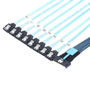 MCIO PCIE SAS SFF-8654 8I转8口SATA 7P母直头硬盘转换线