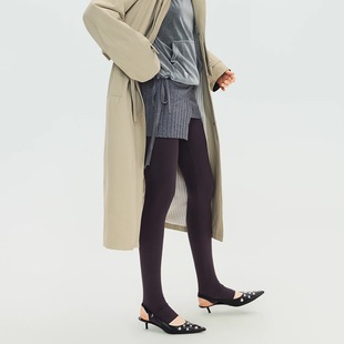 紧身休闲打底裤 SoloForTwo 暗紫色踩脚针织裤