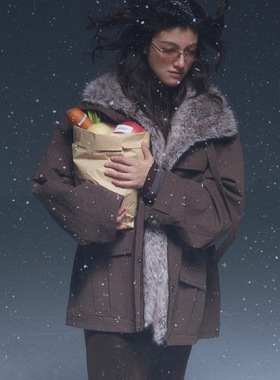 SoloForTwo可拆卸独立3pieces三穿毛领派克服 皮草拼接羽绒服外套