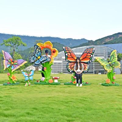 户外仿真发光蝴蝶雕塑草坪景观装饰花海园林小品植物打卡拍照摆件