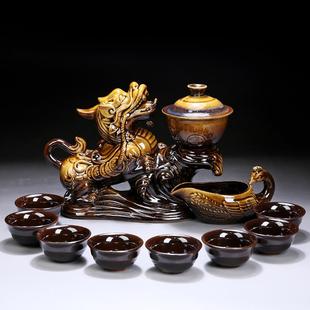 家用紫砂功夫茶壶茶杯防烫冲泡茶器 创意懒人半全自动陶瓷茶具套装