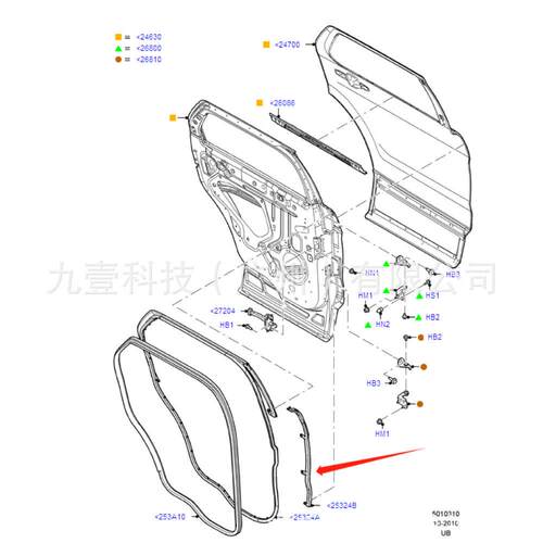 适用福特探险者后左右车门密封胶条BB5Z7825324B BB5Z7825325B