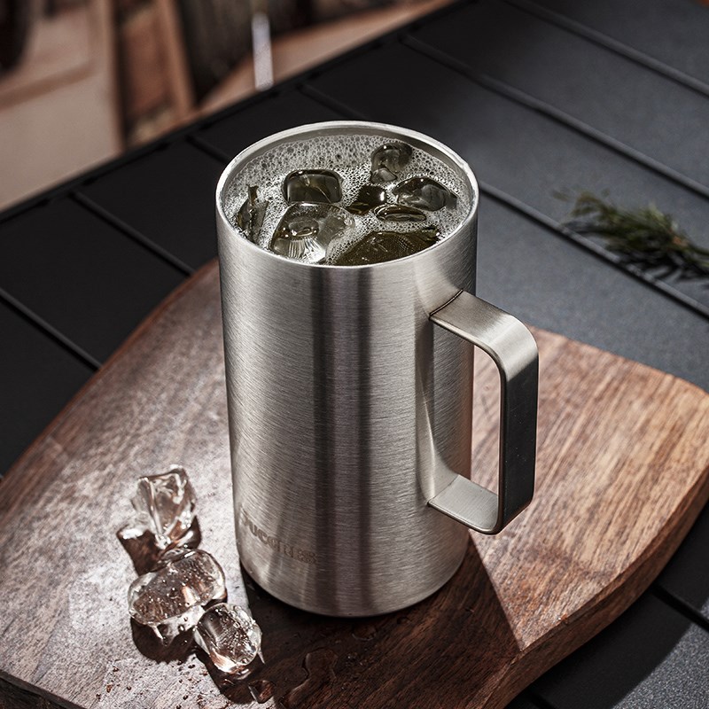 2024新款啤酒杯高端加厚保冷双层不锈钢扎啤杯大容量户外喝水杯子