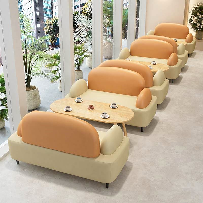 网红餐饮甜品奶茶店烘焙咖啡厅商用接待休息区双人卡座沙发桌椅