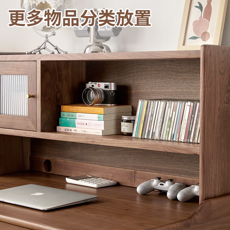 黑胡桃木书桌梳妆台实木北欧风日式樱桃电脑工作台网红小户型家具