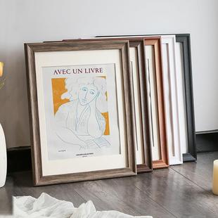 实木相框挂墙20寸16寸24装 裱简约画框素描拼图4开8KA3A4定做制28