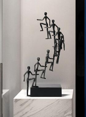 北欧创意抽象步步高升人物雕塑摆件客厅书房酒店样板房家居装饰品