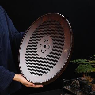 竹制茶盘储水/排水小型家用沥水托盘茶台简易功夫茶具圆形干泡台