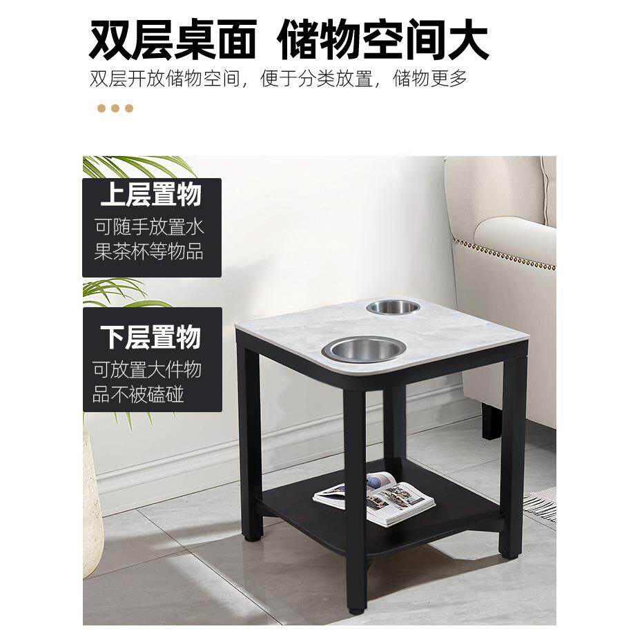 麻将桌旁茶几茶水架茶楼棋牌室麻将机馆专用实木小边几岩板置物架