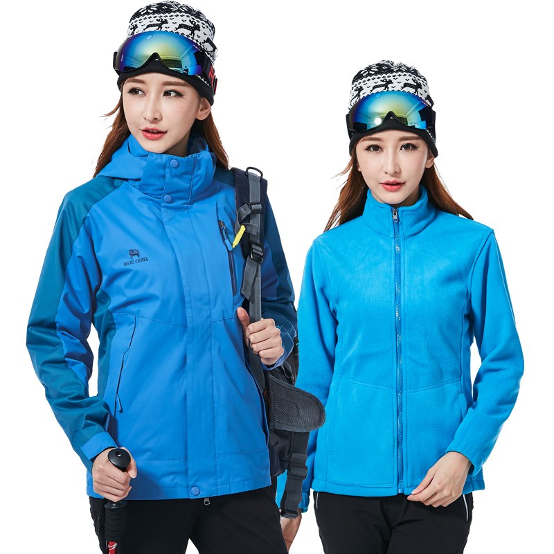 户外冲锋衣男女三合一两件套西藏旅行登山服防风加绒保暖防水上衣