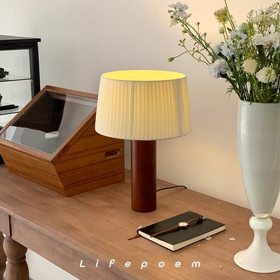Lifepoem韩国风实木床头灯侘寂风新中式卧室vintage民宿氛围台灯