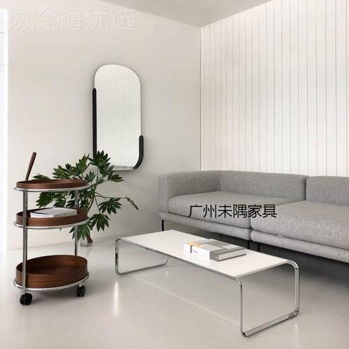 北极欧简计师中不锈钢CVC茶几拉齐设奥茶几咖啡边几古矮桌子方形