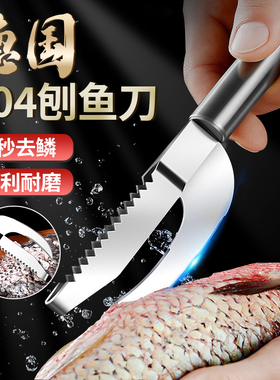 德国304不锈钢刮鱼鳞神器专业杀鱼刀鱼鳞刨家用去鱼鳞工具打鳞刷