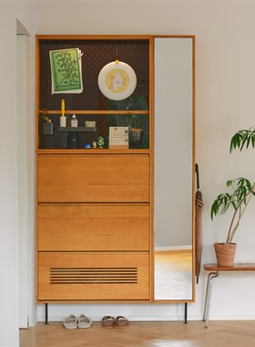minimore薄薄鞋柜北欧日式复古玄关入户超薄极窄收纳柜翻斗柜