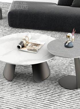 客意形CEQ式轻奢岩板几边几组合现代简约小户型厅家用极简圆茶大