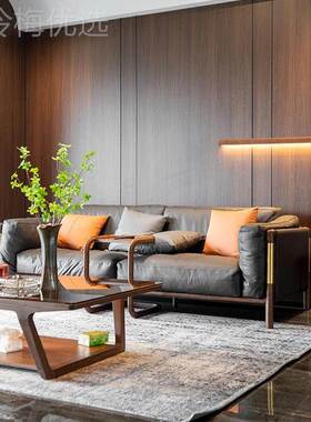 约轻奢北欧沙LGF设计师沙发发实木北美组合客厅简现代胡桃木轻奢