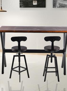 厂直销工业铁艺餐桌椅组合家厅SQZ民宿工作室创餐风意轻奢实木吧