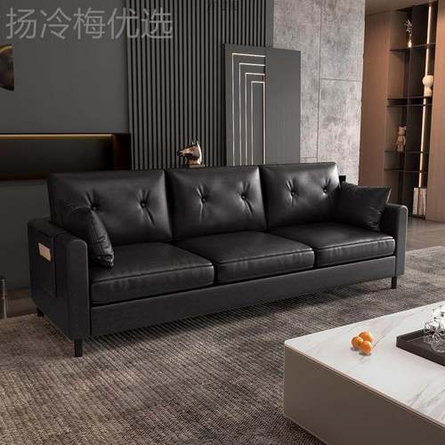 发小户型双出JBB人租房办公室休息屋区服装店公寓黑色皮艺客厅沙