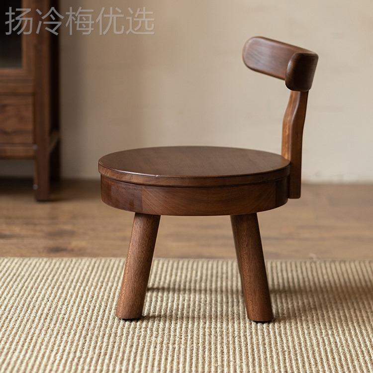 实木圆凳可旋转背小椅子简TFN约茶靠几矮凳靠椅儿童凳家用小凳J背