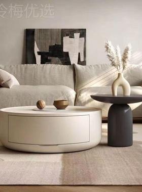 高奶油茶几小户型约现代圆形YSV边风几组合轻奢简级感可移动家用