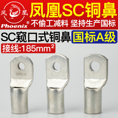 凤凰国标A级窥口铜接线端子SC185--10-12-14-16 接线端子船用铜线