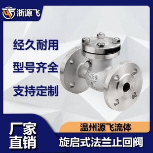 304不锈钢旋启式 法兰链接阀DN50 法兰止回阀H44W 100 16P翻板式