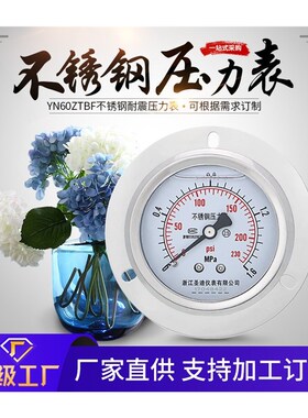 圣迪不锈钢轴向带边YN60ZTBF充油抗震法兰边背接式M14*1.5压力表
