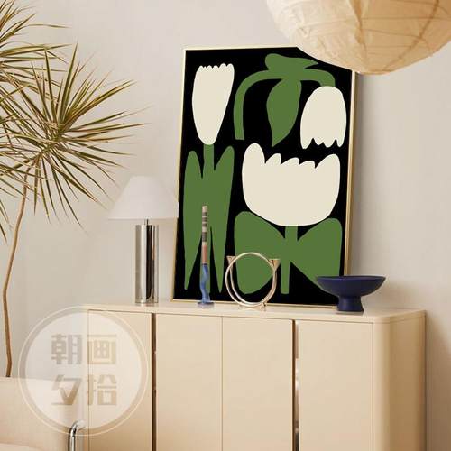 法式ins风艺术家作品抽象花卉小清新治愈系装饰画卧室客厅壁画