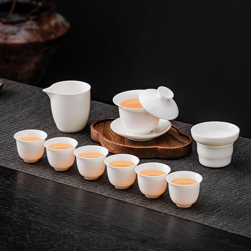 羊脂玉白瓷功夫茶具套组整套办公室家用盖碗茶杯高档轻奢送礼定制,餐饮具,功夫茶具,淘宝优惠券,粉丝福利购,淘宝优惠卷