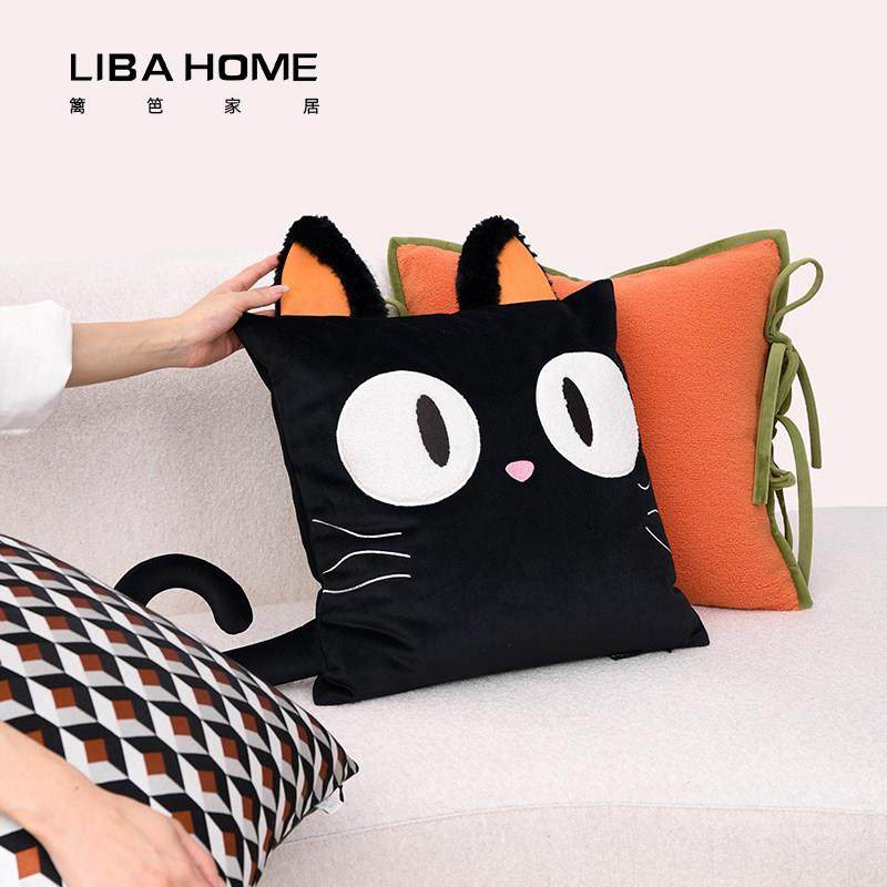可爱猫咪沙发客厅抱枕套创意黑色卡通装饰卧室儿童靠枕床头靠垫,居家布艺,靠垫/抱枕,淘宝优惠券,粉丝福利购,淘宝优惠卷