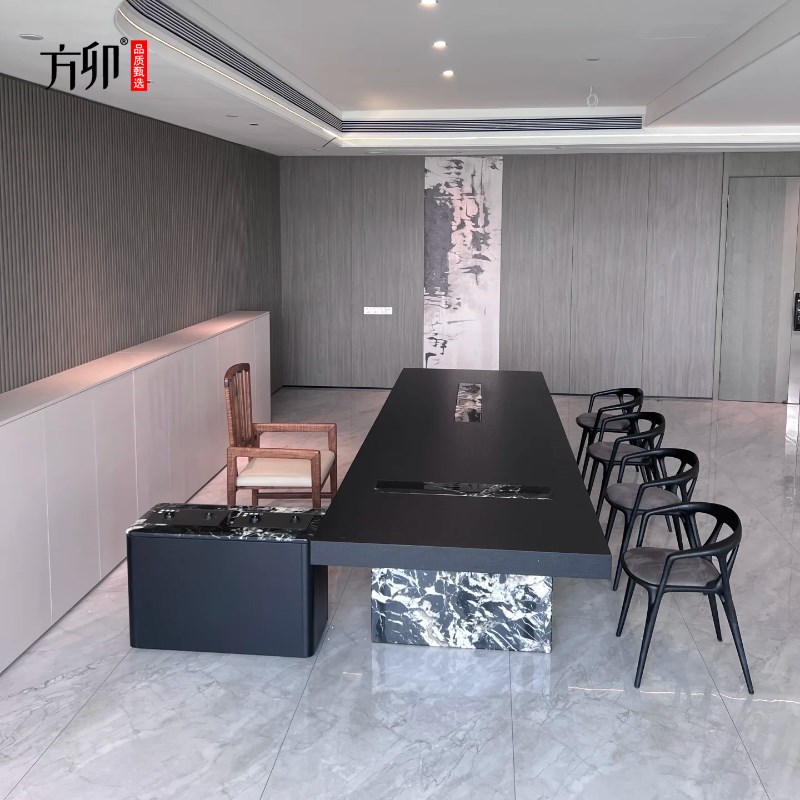 方卯新中式茶桌椅组合2025新款岩板轻奢高端家用茶室设计师泡茶台