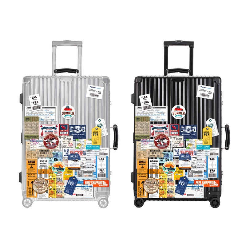 40枚复古航空登机牌哑面贴纸滑板箱贴电动车摩托车个性车贴防水