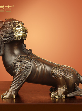 地藏王坐骑独角神兽谛听摆件纯黄铜招财地听客厅店铺开业乔迁礼品